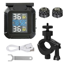 Tigwiss Air Pressure Monitor for Motorcycles, TPMS, Vibration Sensing, Tire Pressure Measurement, Solar Energy/USB Double Charging, Easy Installation, Compatible with Multiple Vehicles, 0-6.0 Bar