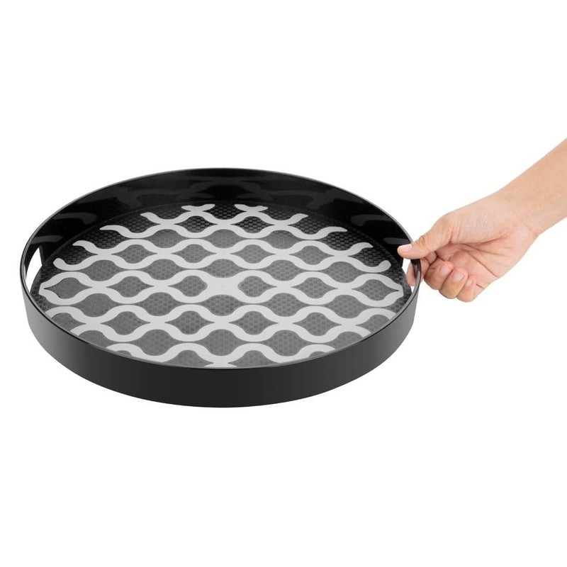 Olympia Kristallon PC Round Non Slip Tray with Handles -