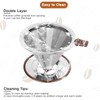 Pour Over Coffee Dripper，Reusable Stainless Steel Drip Cone Coffee Filter,
