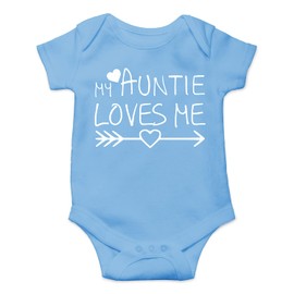 My Auntie Loves Me, Funny Cute Infant Creeper, Body de una Pieza para bebé, Azul Claro, Recién Nacido