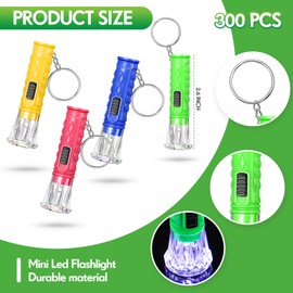 Geelin 300 Pcs Mini Flashlight Keychain Small LED Key Ring Light Tiny Colorful Keychain Light Torch in Bulk for Kids Dog Walking Sleeping Reading Gifts Goody Bag Stuffers