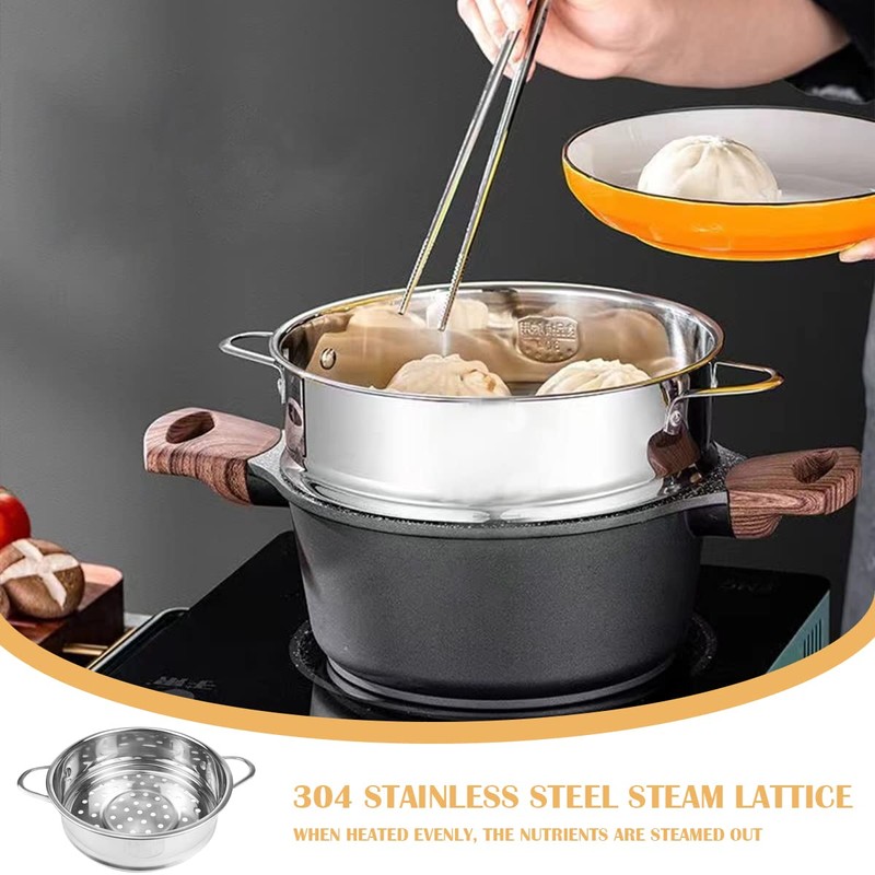 Stainless Steel Steamer Pot - 7 Inches Round with Cooking