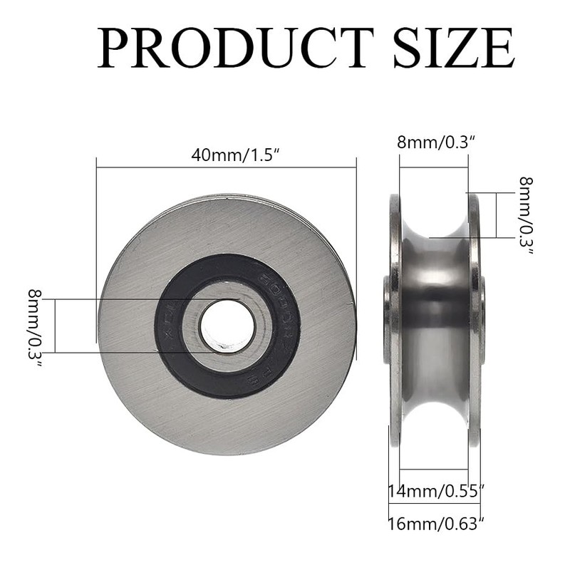 Stainless Steel Deep U-Groove Ball Bearing Pulley, Metal Pulley, Wheel