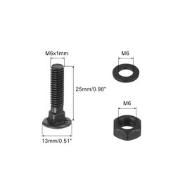 sourcing map M6 x 20mm Carriage Bolt Kit, 25 Set Round Head Square Neck Screws, Carriage Bolts Screws Set Includes Washers and Nuts - Carbon Steel Black Oxide for Fastening Accessories
