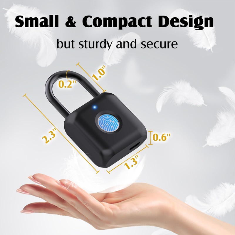 Pothunder Fingerprint Padlock, Smart Padlock, Locker Lock, Combination Lock, Fingerprint