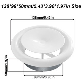 Adjustable Air Vent Cover, 100mm - 4 Inch Round Ceiling Vent Cover White Metal Ventilation Grille for Bathroom Kitchen Toilet Caravan