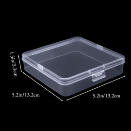 Qualsen 2 Pack Plastic Storage Craft Boxes with Lids Clear Small Case Containers for Small Items, Beads, Cards, Photos, Accessories, 13.2 x 13.2 x 3.3 cm