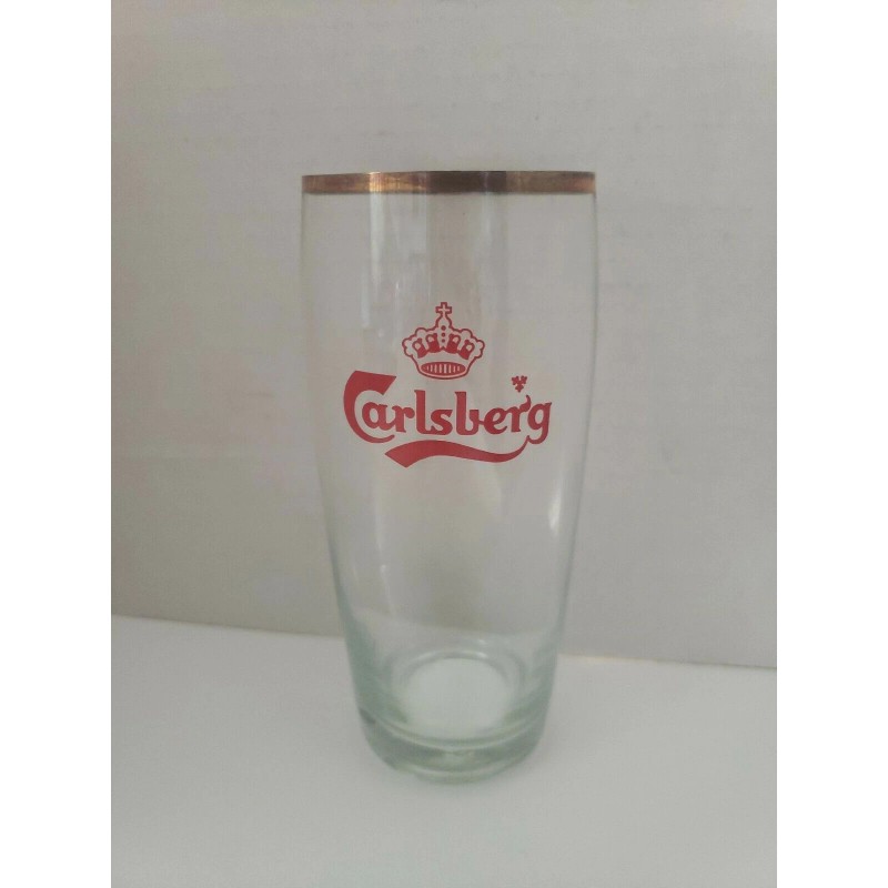 Vintage 1960's Carlsberg beer red crown Logo gold rimmed Pilsner