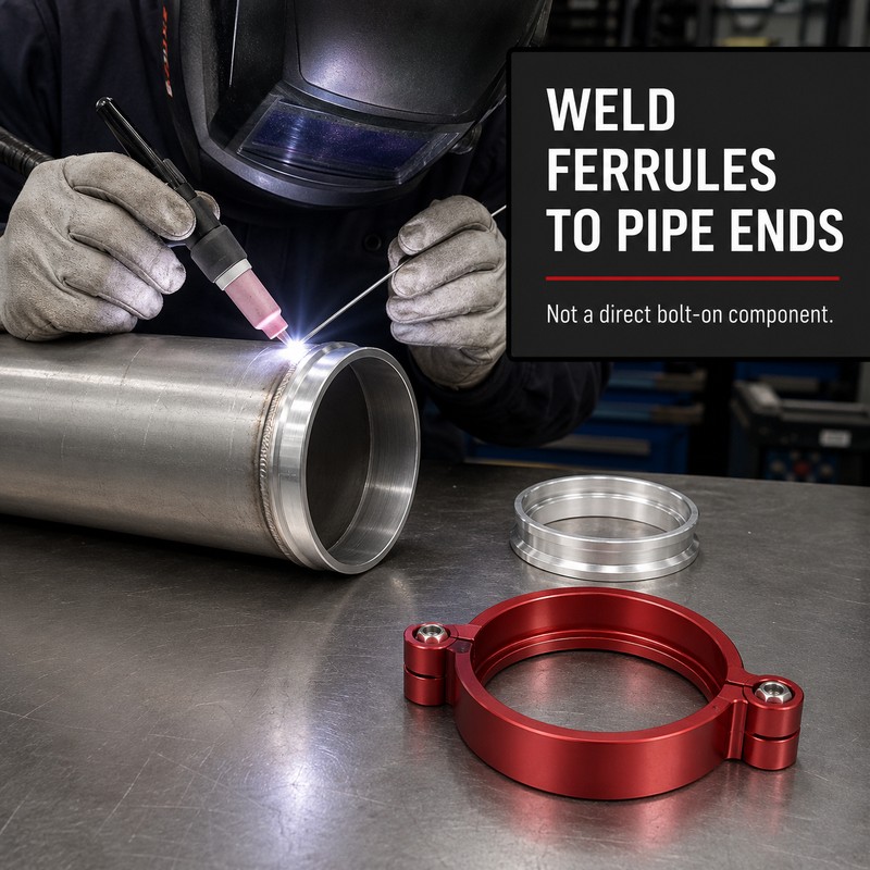 2, 2.5 and 3 Inch Anodized Aluminum Quick-Release V-Band Clamp