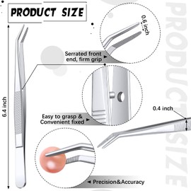 Honoson Honoson 32 Pcs Stainless Steel Tweezers for Crafting with Curved Serrated Tip Multipurpose Forceps Sewing Machine Tweezers Bulk (Silver)