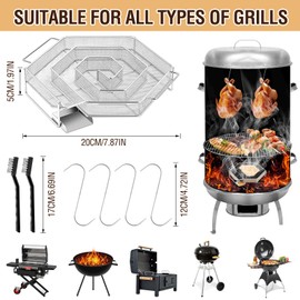 Hexagon Cold Smoke Generator, Stainless Steel Smoke Generator, Cold Smoke Generator for Smoker Oven with 2 Cleaning Brushes and 4 Meat Hooks, Smoking Snail for All Grills and Smoker Ovens