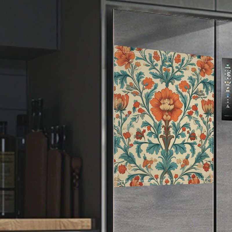 Magnetic Dishwasher Cover,Boho Ethnic Flower Reusable Dishwasher Magnetic Cover Decorative