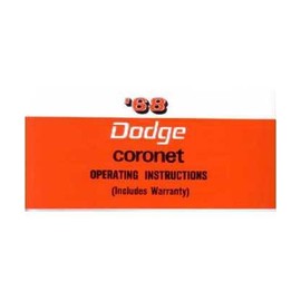 1968 DODGE CORONET Owners Manual User Guide