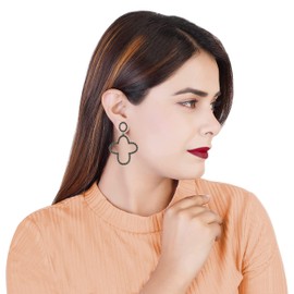 Indian Fashion Silver Oxidized Ethnic Tribal Gypsy Traditional Style Stud Jhumki Earrings (Silver1)