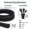 Cable Management Sleeve 10ft, Cat & Dog Chew Resistant Cord
