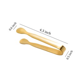 Cszlove 8 Pack Mini Ice Tongs Sugar Tongs Stainless Steel Small Serving Tongs Appetizers Tongs for Party Coffee Tea Bar Kitchen, Golden, 4.3', (CS-tongs-GD)