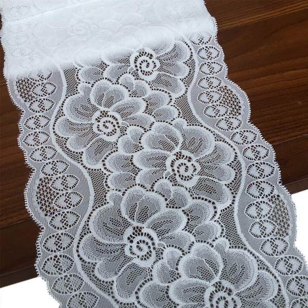 Lace Realm 7 inches Floral Stretchy Lace Elastic Trim Fabric