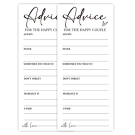 MXLINSW Minimalist White Wedding Shower Games Cards, Advice for The Couple, Bridal Shower Games, Engagement Party Wedding Card for 25 Guests, Bridal Party Supplies 4x9inch-A05