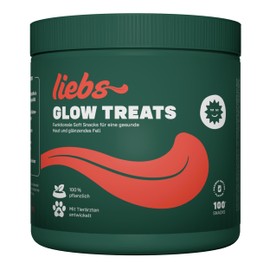 liebs Soft Treats Glow 100% pflanzlich | Haut & Fell Snack Hunde | Anti Juckreiz | Natürlicher Glanz & festes Fell | Nachtkerzenöl, Algen, Biotin, Beta-Carotin & Omega-3-Fettsäuren 1 x 300g