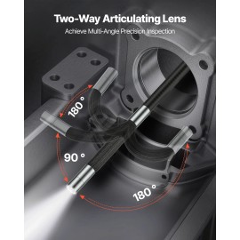 0.24\" Slim Lens 4.3\" IPS Screen 8X Zoom Articulating Borescope Camera Light Two-Way Articulated Endoscope Car Inspection ToolDefault: Default
