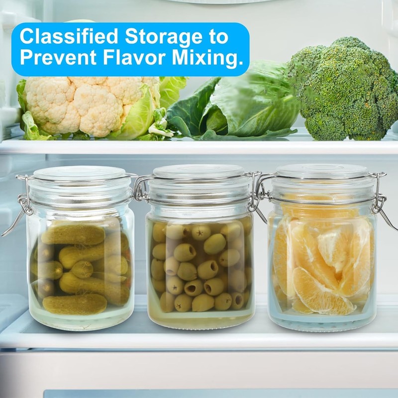 Furwarmy Glass Pickle Jar with Strainer, 25oz Pickle Container with