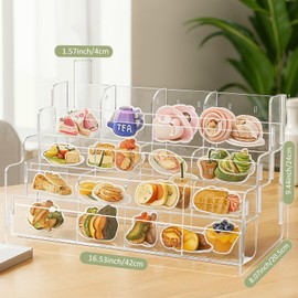 AerWo Sticker Display Stand, 4 Tier 16 Shelves Greeting Card Display Stand, Portable Acrylic Stickers Display Rack for Retail Counter Vendor Events for postcard Brochure Photos Picture
