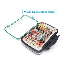 YZD Fly Fishing Flies Kit Fly Assortment Trout Bass Fishing with Waterproof Fly Box, 60/110/118/120/180/225pcs with Dry/Wet Flies, Nymphs, Streamers (118pcs Deluxe Box)