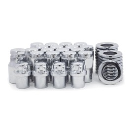 KnLoom Lug Nuts & Locks 12X1.5 Chrome Flat Top 75 Shank/Center Washers for Pontiac,for Olds,for GMC,for Chevy,for Buick