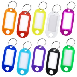 30 Pcs Key Tags with Labels, Mixed Colors Key Fobs with Split Rings for Keys, Key Rings with Tags for Luggage, Pet Name and Office Key Labels, Writable Paper Card Stick Tags Brand (Random Colors)