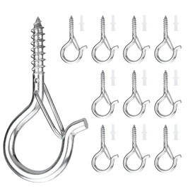 Pack of 10 stainless steel hook screws with security, eyelet hooks, wall hooks, screw-in hooks, wooden hooks for screwing, hooks with thread, screw hooks, ceiling hooks, wall hooks for hanging, M4