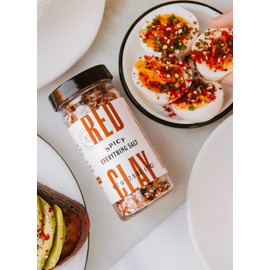 Red Clay Spicy Everything Salt, Everything Bagel Seasoning, Spicy Blend of Sesame Seeds, Poppy Seeds, Garlic, Onion, and Red Pepper, 2.5 ounce (Pack of 2)