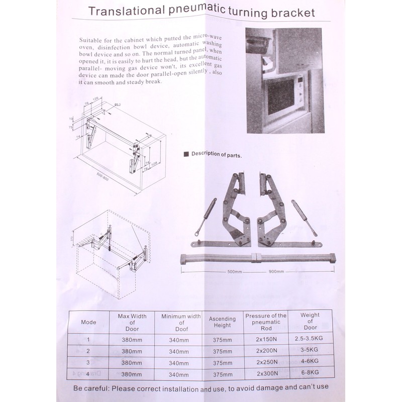 Cabinet Door Vertical Swing Lift Up Stay Pneumatic Arm Kitchen