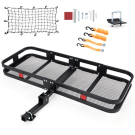 MOVECOM Cargo Carrier Basket for Hitch Mount | 60"x24"x6" | Supports 500 lbs | with Net and Straps | Compatible with 2-Inch Receivers | Perfect for SUVs and Cars