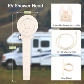 RV Shower Faucet with Hose and Head, RV Outdoor Shower Kits, RV Tub Faucet with Shower Diverter Outdoor Shower Kit Fits for RV/Campers,Travel Trailer,Motorhome (Shower Faucet Kit, Milky White)