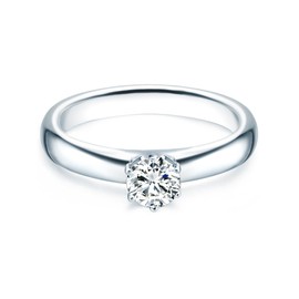 Tresor 1934 ladies ring, engagement, solitaire ring, sterling silver, rhodium plated cubic zirconia, white, 60451014, Silver