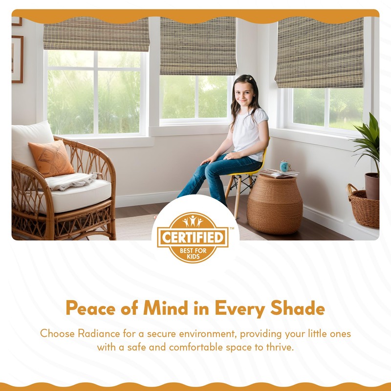 Radiance Cordless Bamboo Roman Shades for Windows - Flatweave Bamboo