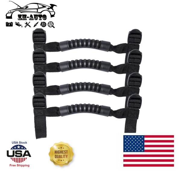 ZH-Auto Black 4 x Roll Bar Grab Handles Grip Handle