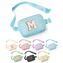 YOOLIFE Initial Belt Bag - Crossbody Bags Women - Fanny Packs for Women Cross Body Bag Blue Small Waist Packs Travel Everywhere Belt Bag Monogram Crossbody Bag M
