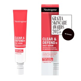 Neutrogena Clear & Defend+ Daily Serum (1x 30ml), Refining and Clearing Face Serum with Salicylic Acid, AHA/PHA, Daily-Use Oil-Free, Suitable for Spot-Prone Skin to Help Defend Against Breakouts