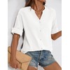 LOMON Womens 3/4 Sleeve Button Down Shirts Cotton Linen Roll