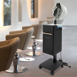 Nano Hair Steamer Micro Mist Standing Hair Machine, Professional Multi-Function Hair Care Equipment with Steam Cap & Wheels for Salon SPA Barber Shop 110V (Black)