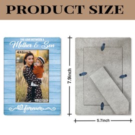 Mother Gift from Son, The Love Between A Mother & Son is Forever Photo Frame, Holds 4 x 6 Inch Photos, Farmhouse Wooden Picture Frames Gifts, Mother's Day Gifts A2