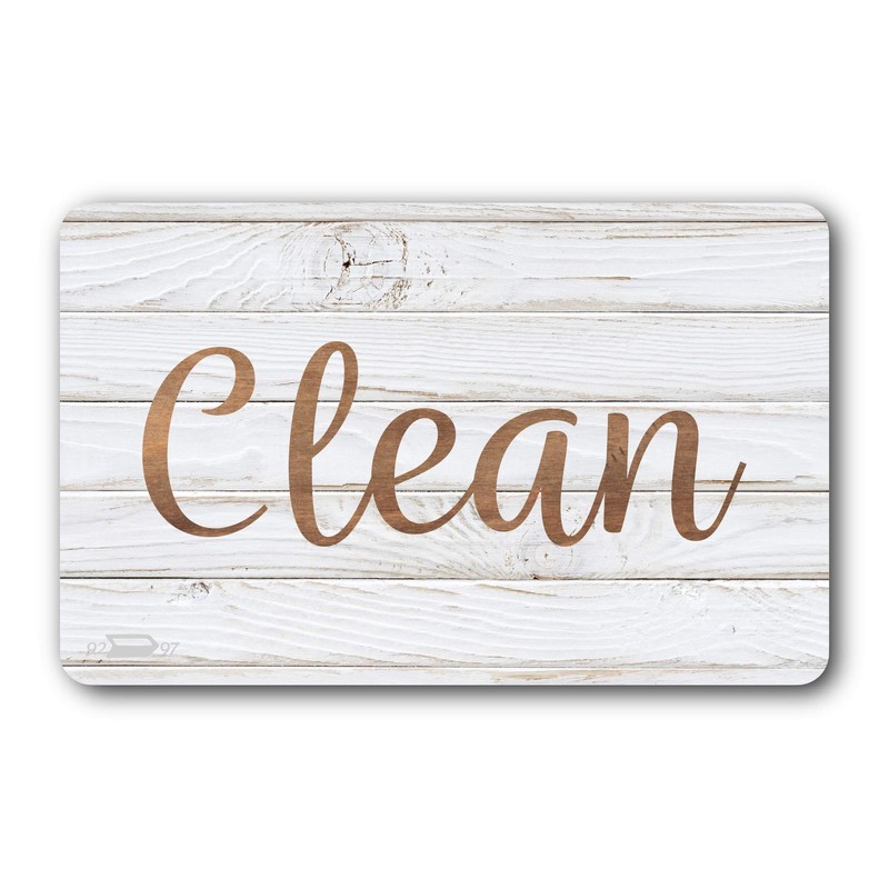 Dark Brown & White Wood Clean Dirty Magnet for Dishwasher,