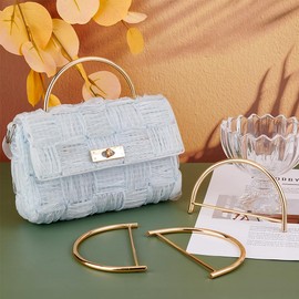 PH PandaHall 6pcs Gold Metal Purse Handles Semicircle Purse Handles, D Shape Bag Handles Handbag Handles Replacement for Handmade Bag Purse Tote Bag Making Accessories 2.75x4.7 inch