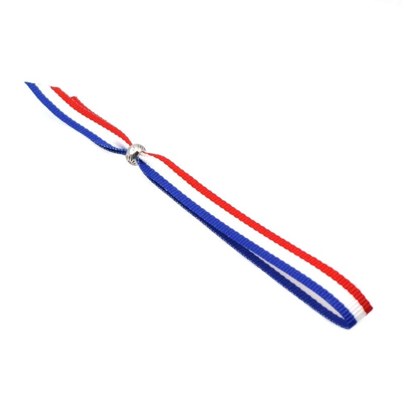 BDM France Flag Red White Blue Fabric Bracelet for Men