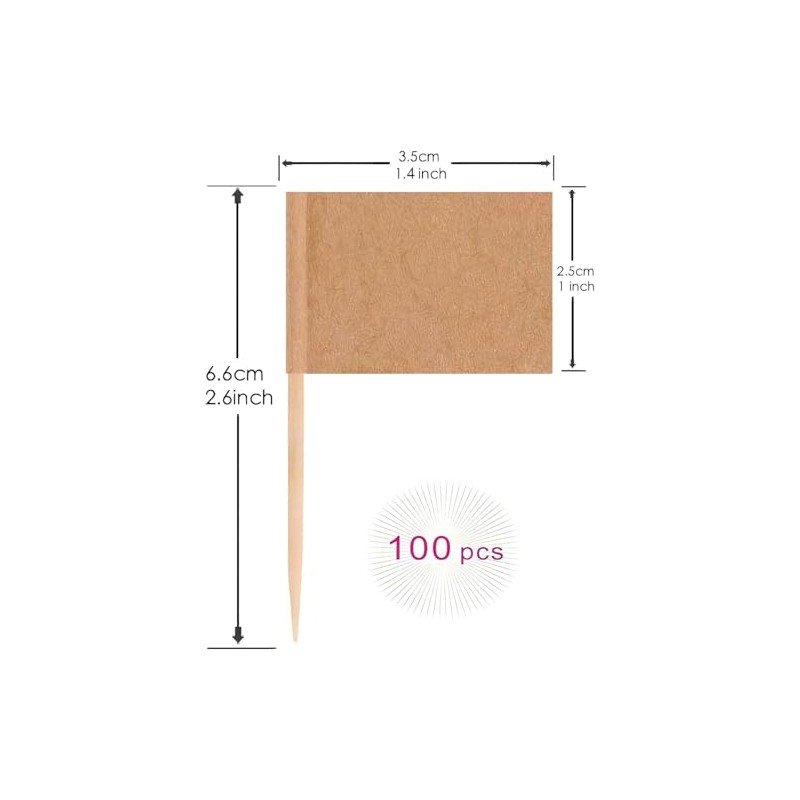 100 Pcs Blank Toothpick Flags Cheese Markers Food Labels for
