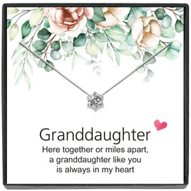 JeeweLife Granddaughter Necklace, Sterling Silver Necklace, Granddaughter Birthday Gift, Wedding Gift for Granddaughter