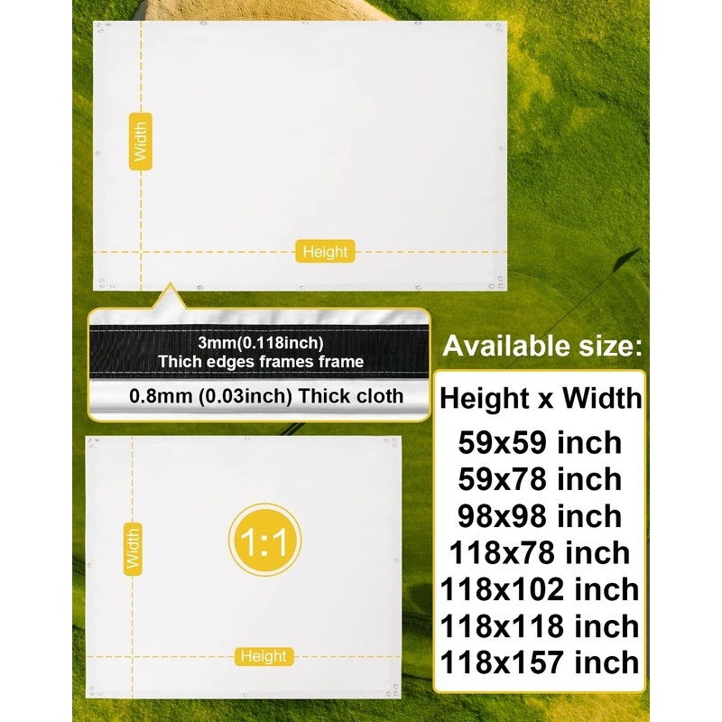 Golf Simulator Impact Screen（118 * 78 98 * 98 118
