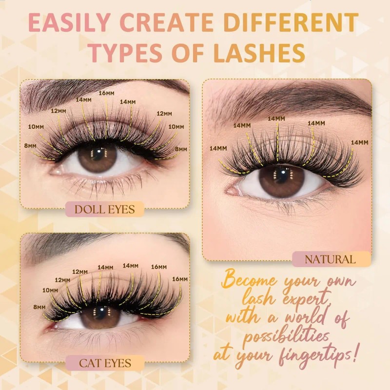 Kit De Extensión De Pestañas Para Bricolaje, 280 Unidades, R