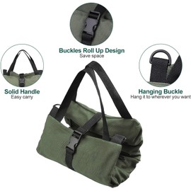 Tool Roll Bag, Canvas Tool Bag with 5 Zip Pockets - Multi-Purpose Tool Organizer for Plumbers, Electricians & Craftsmen - Army Green